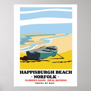 Happisburgh Beach Norfolk Reiseplakat Poster