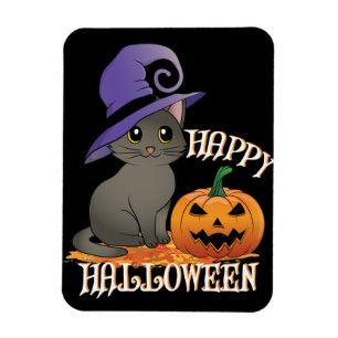 Happpy Halloween Cat mit Pumpkin Magnet