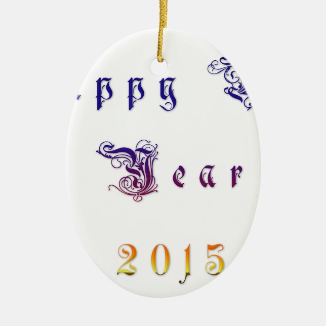 Happu Neues Jahr 2015 Hakuna Matata wünscht.png Keramik Ornament (Vorne)