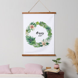 Happy2025Wreath Wandteppich Mit Holzrahmen