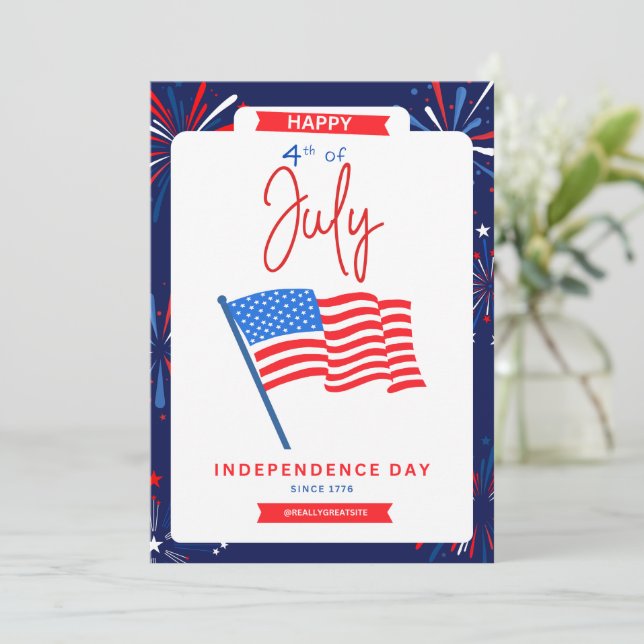 #Happy4*OfJulyIndependenceDayFlatHolidayCard Feiertagskarte (Stehend Vorderseite)