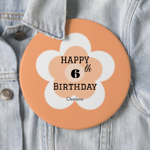 Happy 00. Geburtstag Niedlich orange boho Blume Bl Button