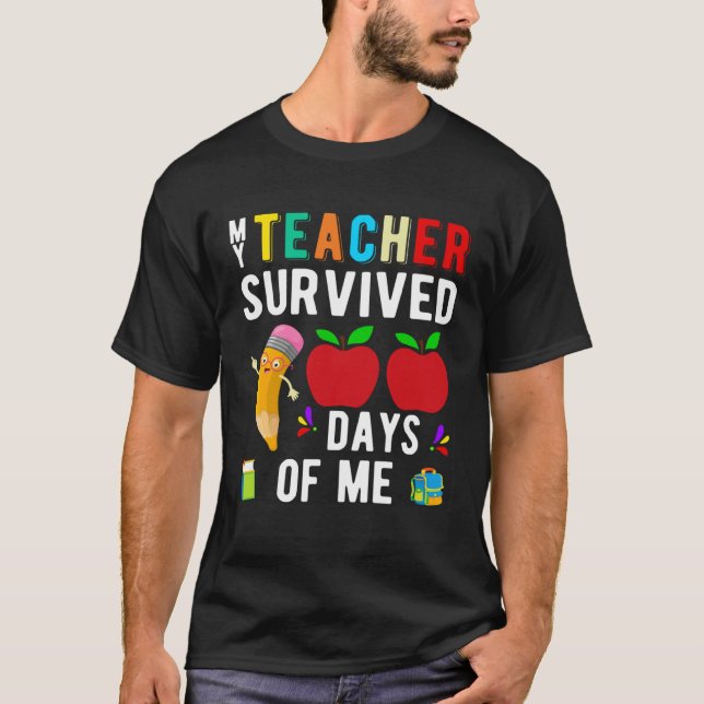 Happy 100 Day of School Funny Teachers Students Hu T-Shirt (Vorderseite)