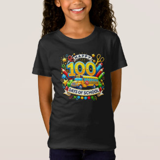 Happy 100. Day School Milestone Kinder Lehrer Bus T-Shirt