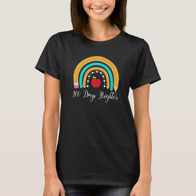 Happy 100 Days Brighter for Teachers Kids Rainbow T-Shirt (Vorderseite)