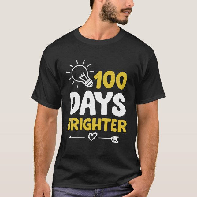 Happy 100 Days Brighter School Bright Light Bulb G T-Shirt (Vorderseite)