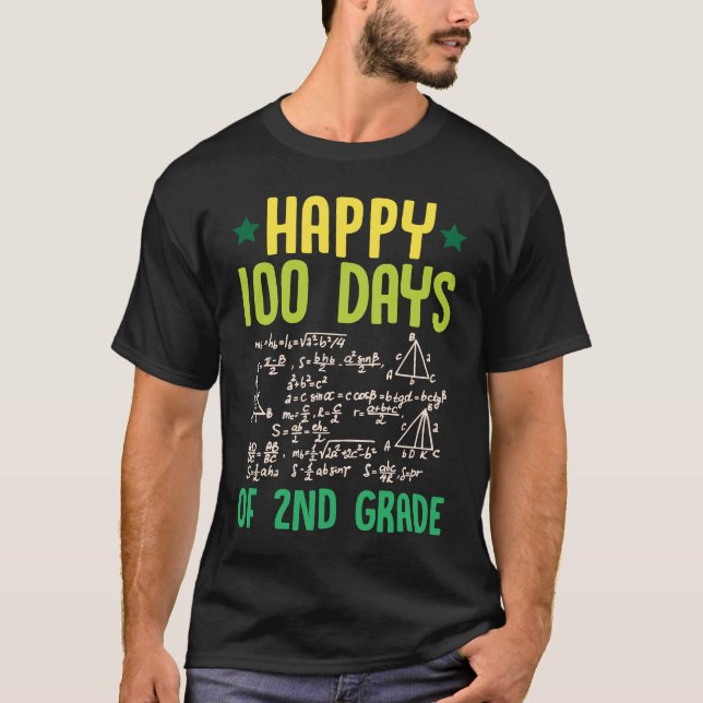 Happy 100 Days Of 2nd Grade Math Teacher Equations T-Shirt (Vorderseite)