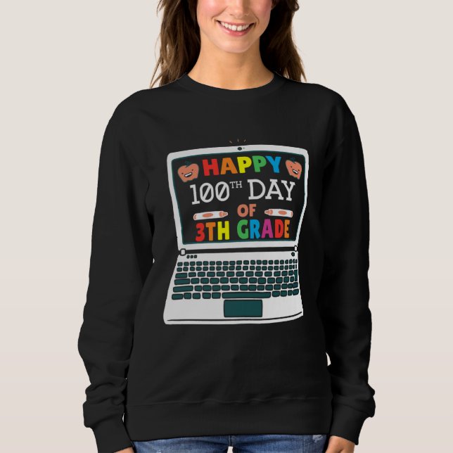Happy 100 Days Of 4th Grade Elementary Teacher Kid Sweatshirt (Vorderseite)