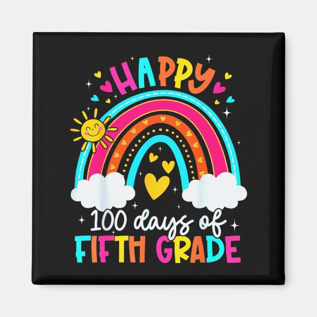 Happy 100 Days Of 5th Grade Kids Teacher 100th Day Magnet (Vorne)