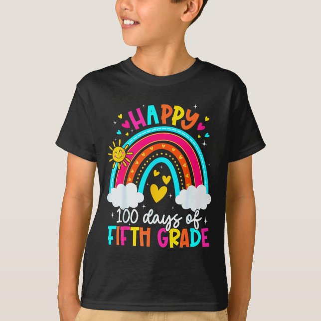 Happy 100 Days Of 5th Grade Kids Teacher 100th Day T-Shirt (Vorderseite)