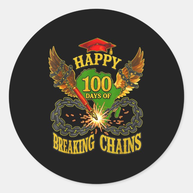 Happy 100 Days Of Breaking Chains Mlk Legacy Schoo Runder Aufkleber (Vorderseite)