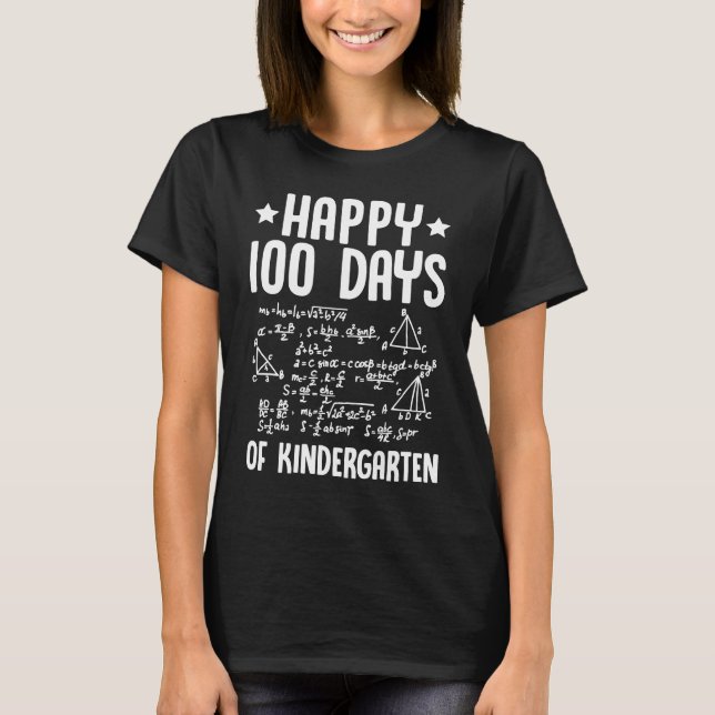 Happy 100 Days Of Kindergarten Math Teacher Equati T-Shirt (Vorderseite)