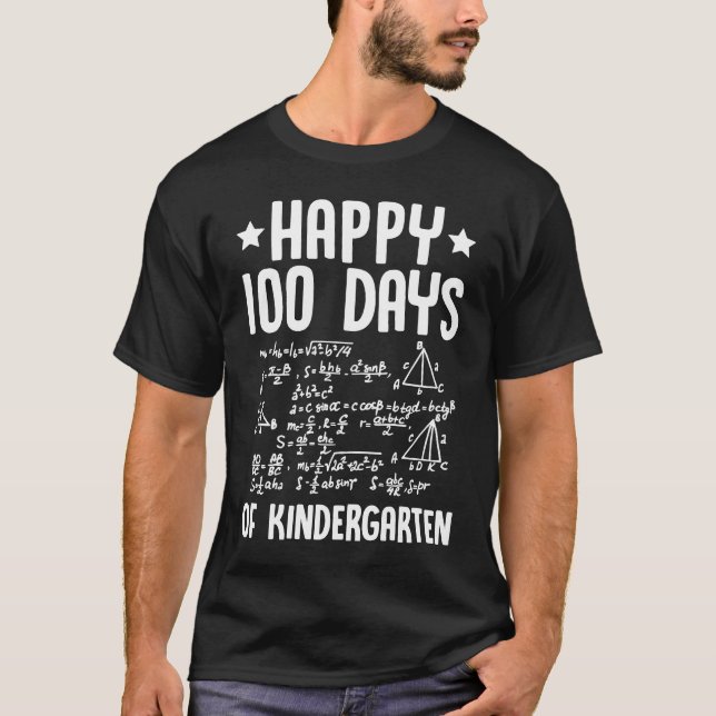Happy 100 Days Of Kindergarten Math Teacher Equati T-Shirt (Vorderseite)