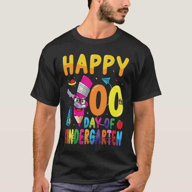 Happy 100 Days Of Kindergarten Students 100th Days T-Shirt (Vorderseite)