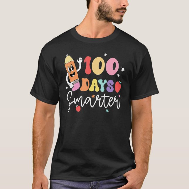 Happy 100 Days Of School 100 Days Smarter Brighter T-Shirt (Vorderseite)
