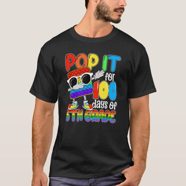 Happy 100 Days Of School 5th Grade 100th Pop it Bo T-Shirt (Vorderseite)