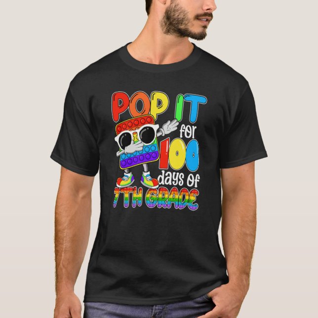 Happy 100 Days Of School 7th Grade 100th Pop it Bo T-Shirt (Vorderseite)