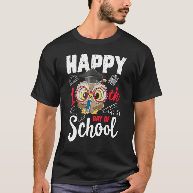 Happy 100 Days Of School Cute Owl Teacher Student  T-Shirt (Vorderseite)