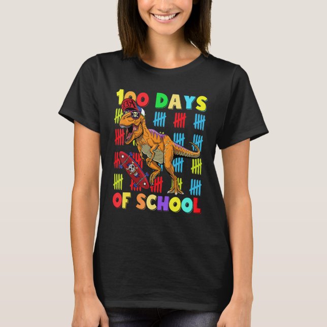 Happy 100 Days Of School Dinosaur 100 Days Smarter T-Shirt (Vorderseite)
