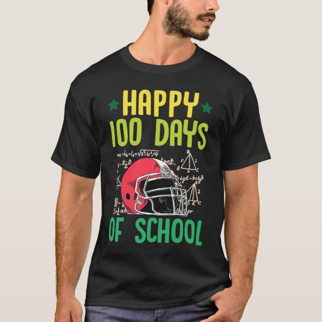 Happy 100 Days Of School Football Helmet Math Teac T-Shirt (Vorderseite)