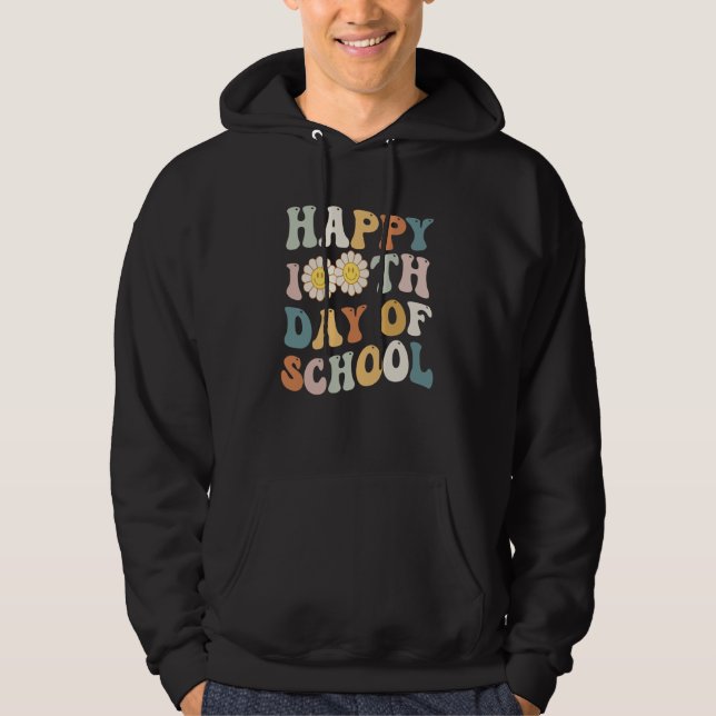 Happy 100 Days of School for Teacher Retro Groovy  Hoodie (Vorderseite)