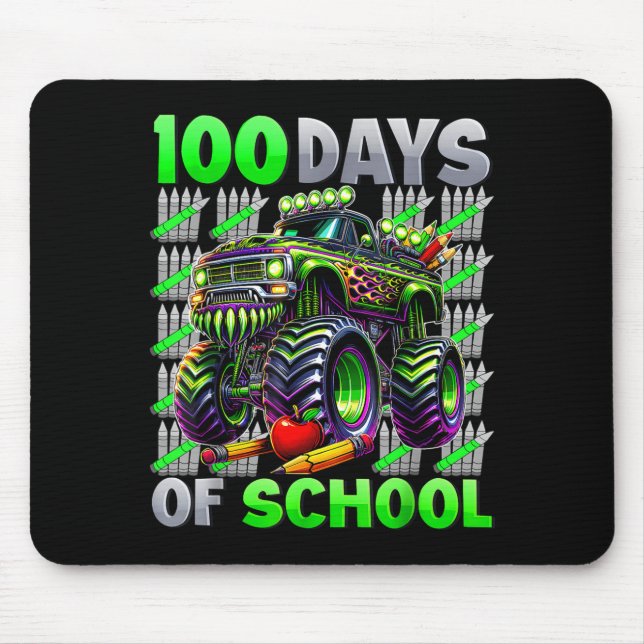 Happy 100 Days Of School Funny Monster Truck Stude Mousepad (Vorne)