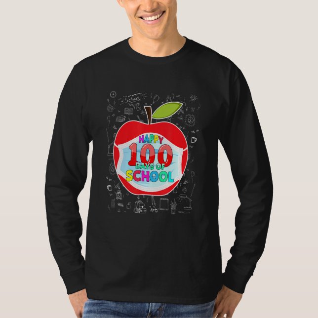 Happy 100 Days of School Gesicht Maske Outfit Lehr T-Shirt (Vorderseite)