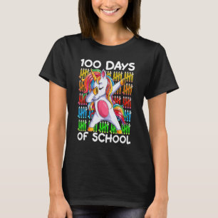 Happy 100 Days of School Girls Dabbing Unicorn T-Shirt