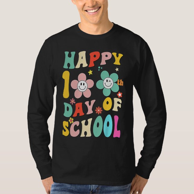 happy 100 Days Of school groovy 100th day school T T-Shirt (Vorderseite)