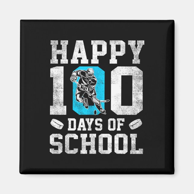 Happy 100 Days Of School Hockey Lovers Boys Girls  Magnet (Vorne)