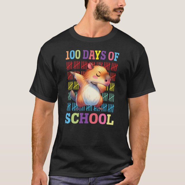 Happy 100 Days Of School Kids Dabbing Guinea Pig L T-Shirt (Vorderseite)