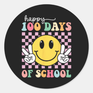 Happy 100 Days of School Lächeln Lehrer Junge Mädc Runder Aufkleber