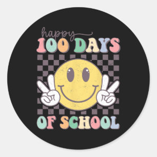 Happy 100 Days of School Lächeln Lehrer Junge Mädc Runder Aufkleber