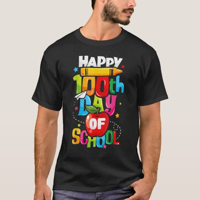 Happy 100 Days of School Life Lehrer Student Junge T-Shirt (Vorderseite)