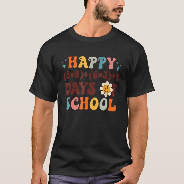 Happy 100 Days Of School Math Formula Groovy Retro T-Shirt (Vorderseite)