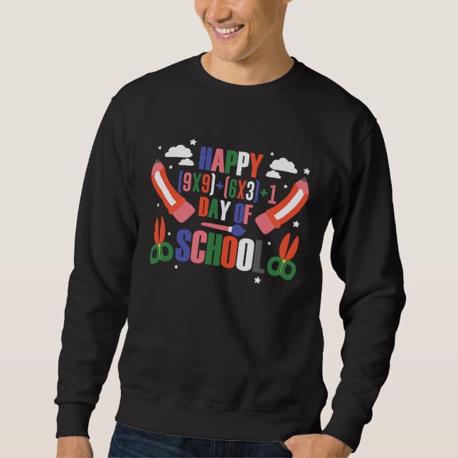 Happy 100 Days Of School Math Formula Teacher Stud Sweatshirt (Vorderseite)