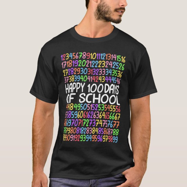 Happy 100 Days Of School Math Kindergarten 1st Gra T-Shirt (Vorderseite)
