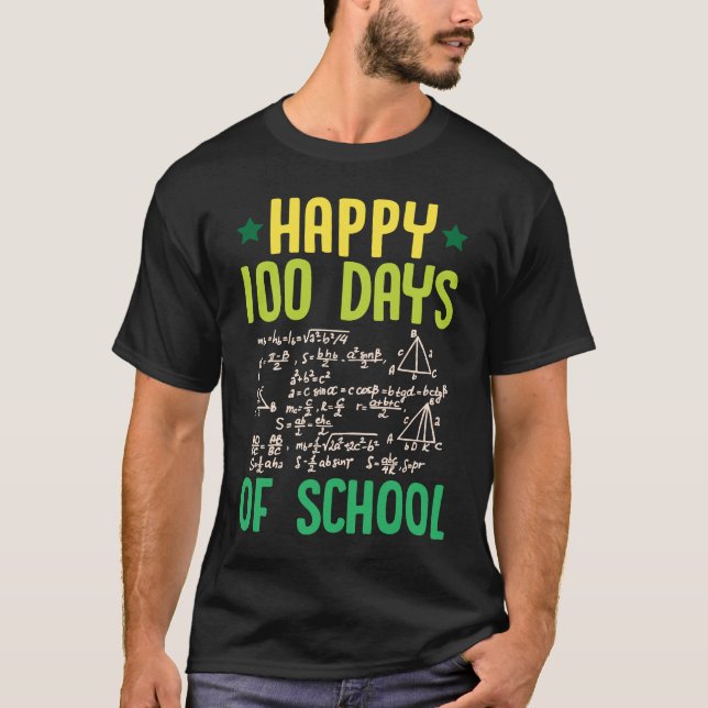 Happy 100 Days Of School Math Teacher Equations 10 T-Shirt (Vorderseite)