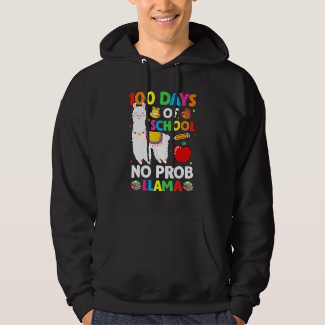 Happy 100 Days Of School No Pro-Llama Llama Teache Hoodie (Vorderseite)