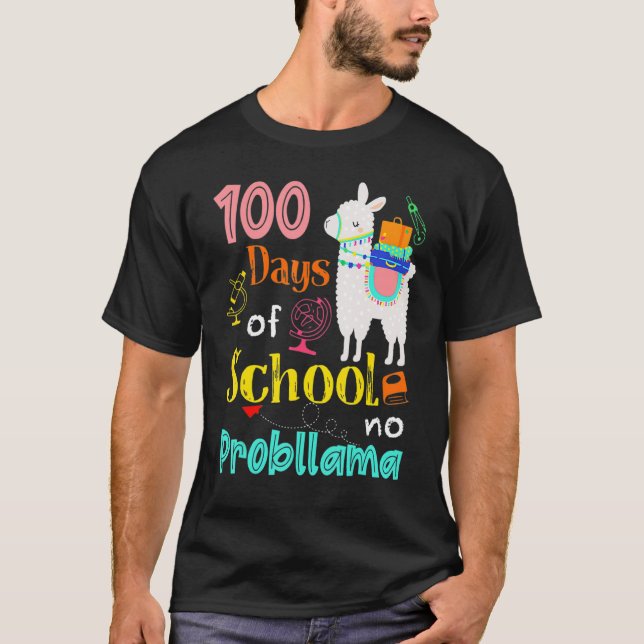Happy 100 Days Of School No Problama School Llama  T-Shirt (Vorderseite)