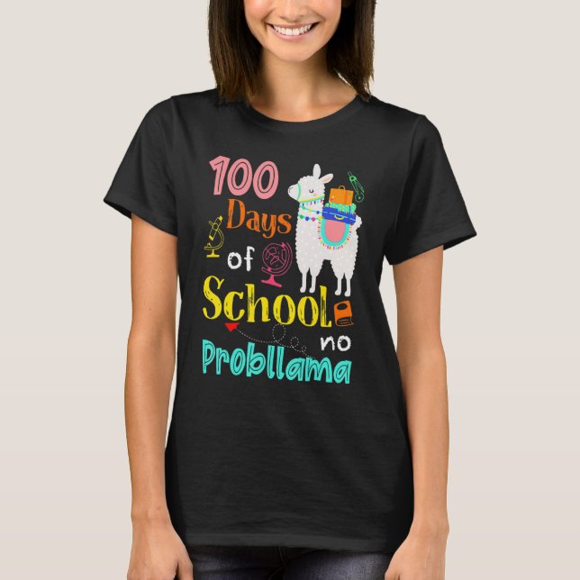 Happy 100 Days Of School No Problama School Llama  T-Shirt (Vorderseite)