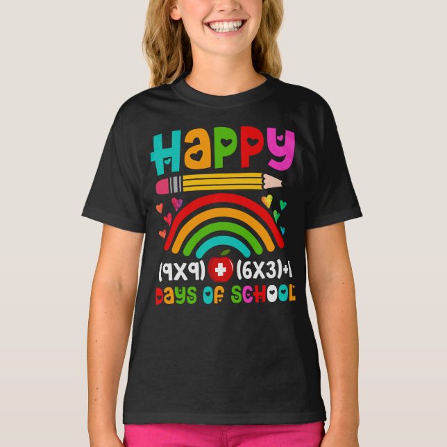 Happy 100 Days of School Rainbow Math T-Shirt (Vorderseite)