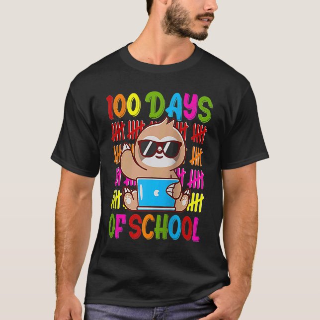 Happy 100 Days of School Sloth Teacher Kid Student T-Shirt (Vorderseite)