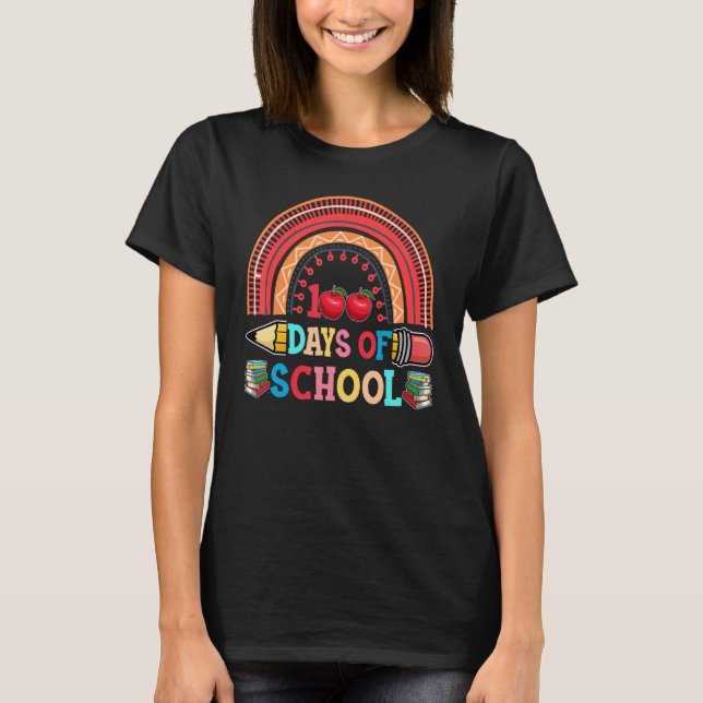 Happy 100 Days Of School Smarter Brighter Rainbow  T-Shirt (Vorderseite)
