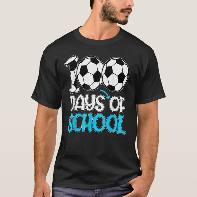 Happy 100 Days Of School Soccer Teacher Kids Boys T-Shirt (Vorderseite)