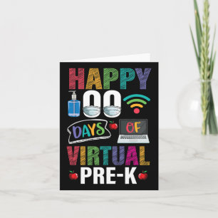 Happy 100 Days of Virtual Pre-k Kids Teacher Stude Karte