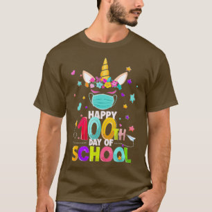 Happy 100. Schultag Unicorn Gesicht Maske Virtua T-Shirt