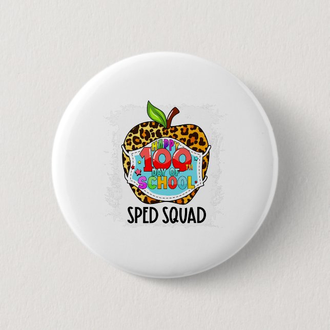 Happy 100. Tag der Schule Gesicht Maske Sped Ed Button (Vorderseite)