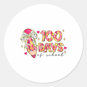 Happy 100 Tage der Schule Coquette Bow Stift unter Runder Aufkleber