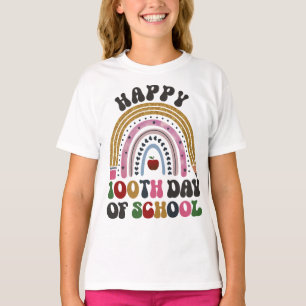Happy 100 Tage der Schule Groovy Retro Regenbogen T-Shirt
